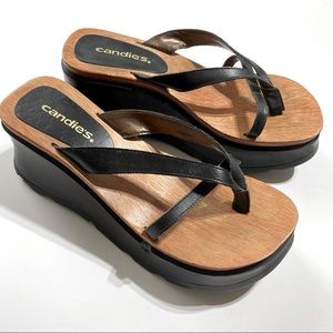 Vintage Candies 90s Y2K Wood Platform Thong Sandals